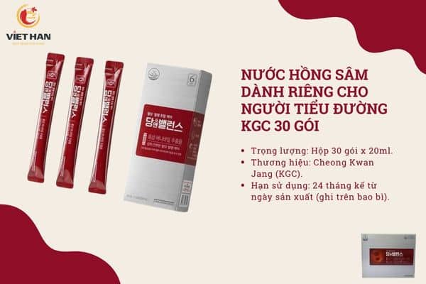 Nước hồng sâm dành riêng cho người tiểu đường KGC 30 gói