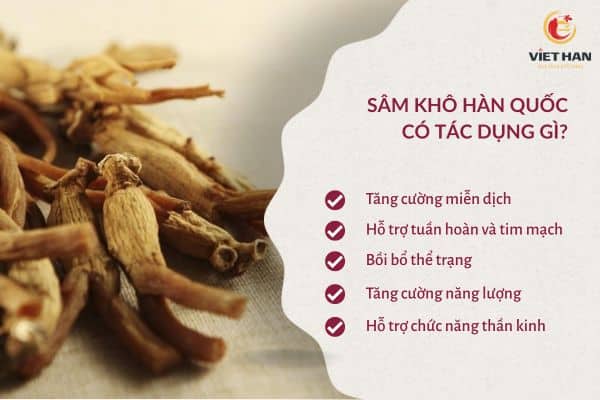 Sâm khô Hàn Quốc có tác dụng gì?