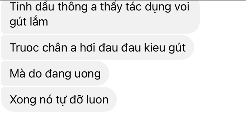 Phản hồi sau khi uống tinh dầu thông đỏ