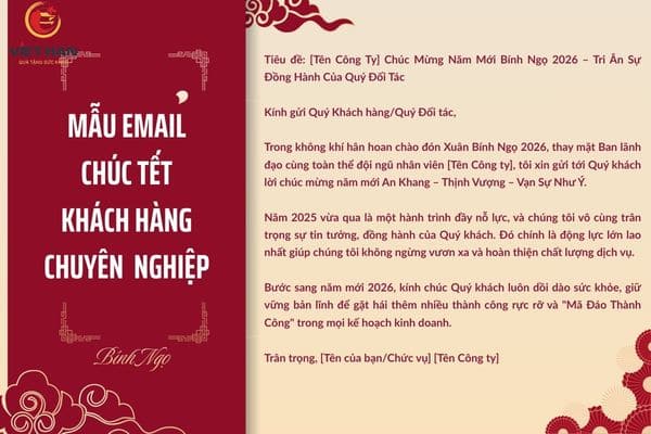 Mẫu email chúc Tết khách hàng Xuân Bính Ngọ 2026