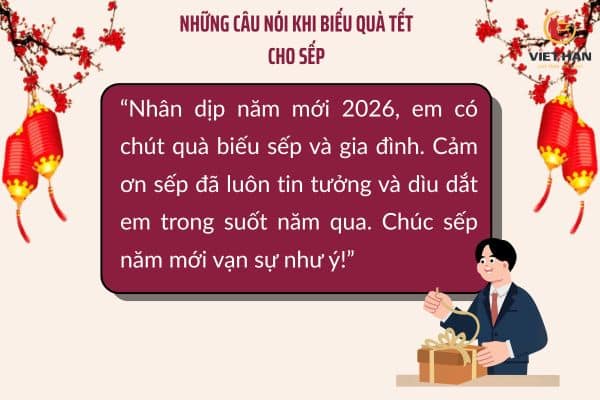 Những câu nói khi biếu quà Tết 2026 cho sếp