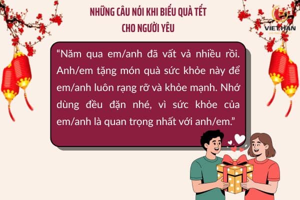 Những câu nói khi biếu quà Tết 2026 cho người yêu