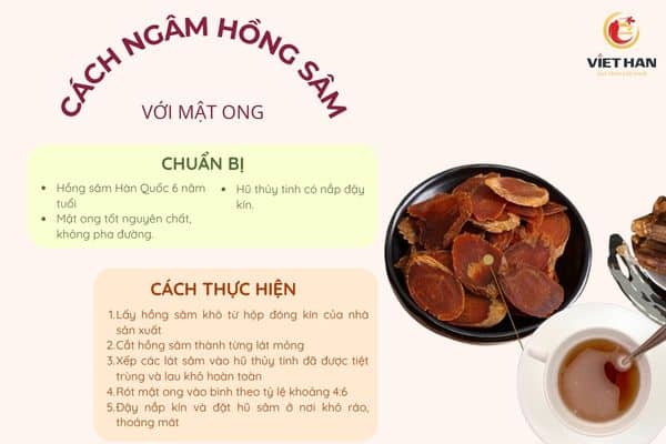 Cách ngâm hồng sâm với mật ong chuẩn khoa học